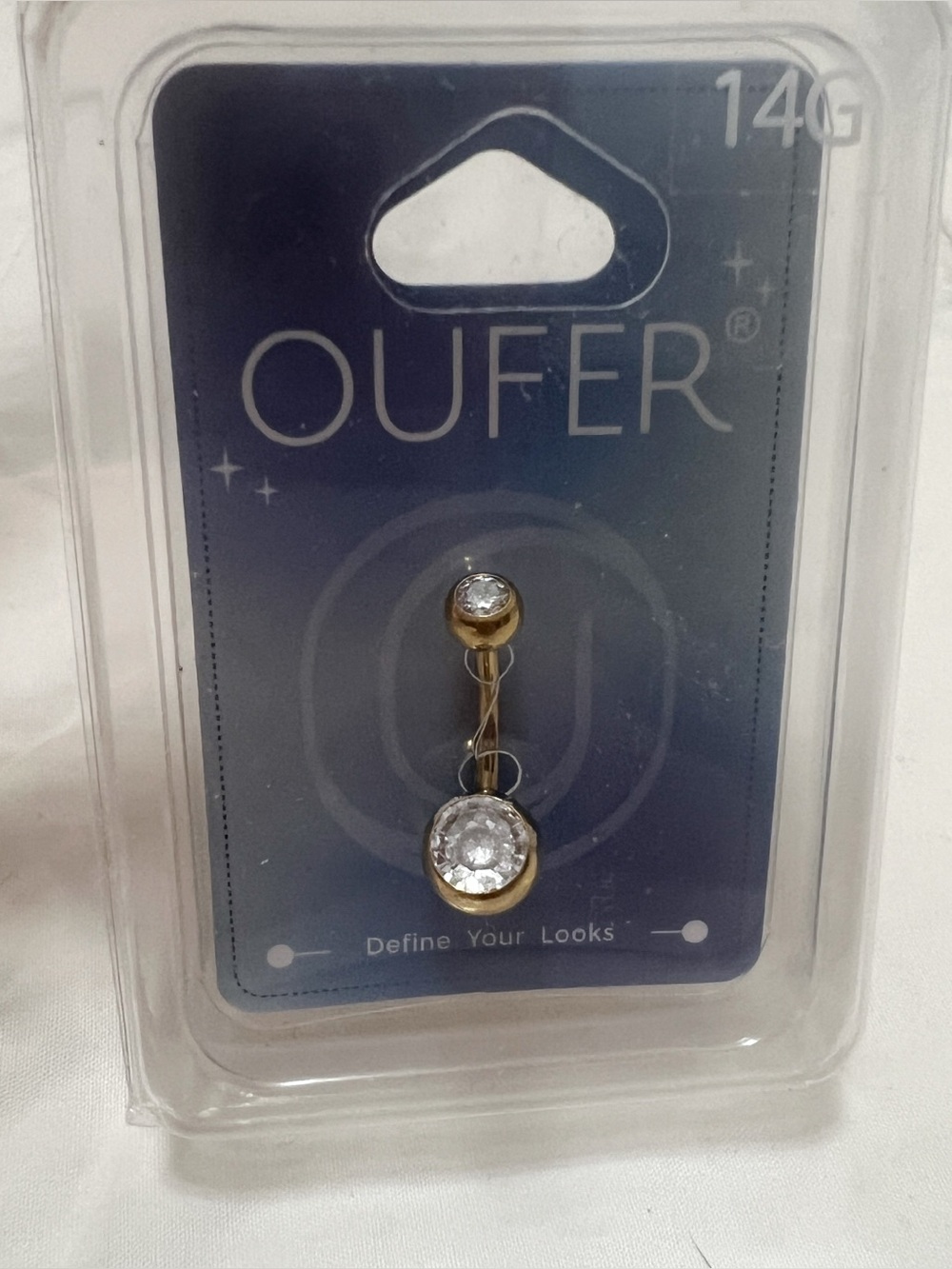 Silver Crystal Belly Button Ring - Clear Gem